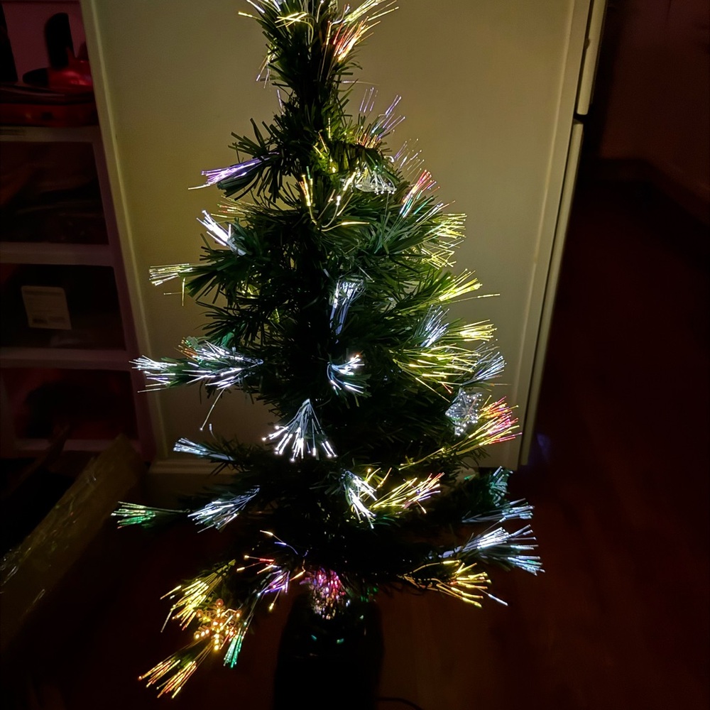 Vintage Fiber Optic Holiday Christmas Tree with Multicolor Lights